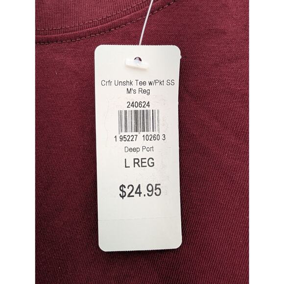 NWT L.L. Bean Men's Carefree Unshrinkable Tee with Pocket in Deep Port sz Large - Picture 4 of 6